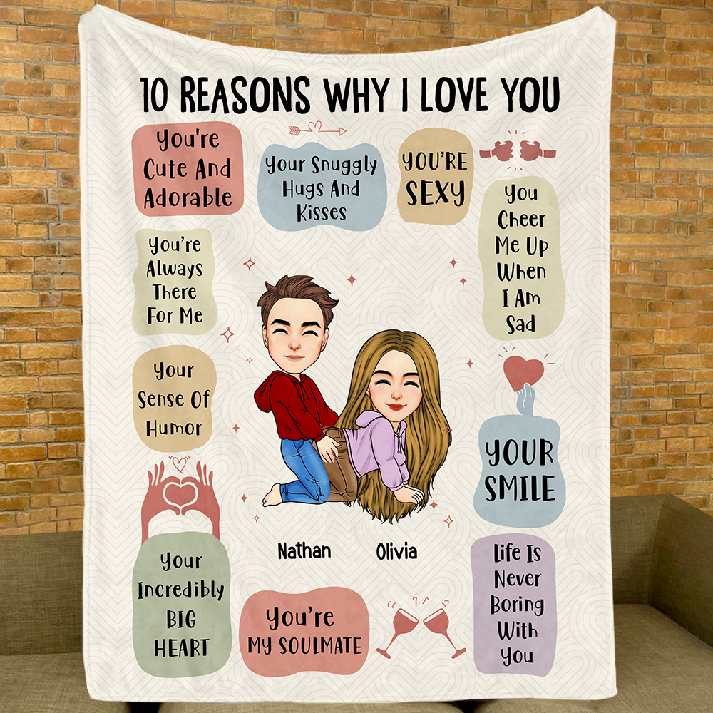 10 Reasons Why I Love You - Personalized Photo Blanket - Christmas Gift For Husband Wife Couple, Anniversary