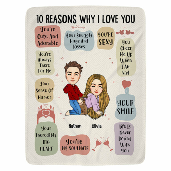 10 Reasons Why I Love You - Personalized Photo Blanket - Christmas Gift For Husband Wife Couple, Anniversary - Image 3