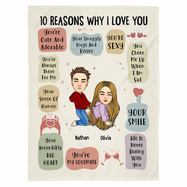 10 Reasons Why I Love You - Personalized Photo Blanket - Christmas Gift For Husband Wife Couple, Anniversary - Image 2