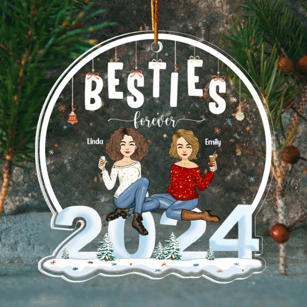 2024 Ornament Besties Forever - Personalized 2024 Shaped Acrylic Ornament