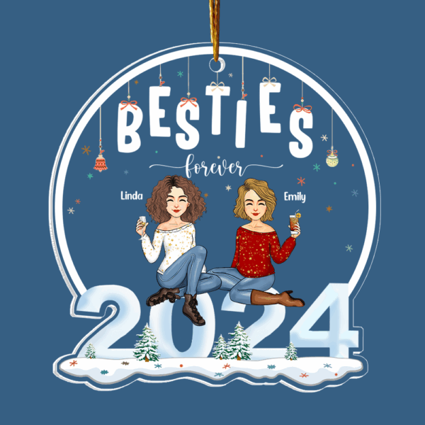 2024 Ornament Besties Forever - Personalized 2024 Shaped Acrylic Ornament - Image 5
