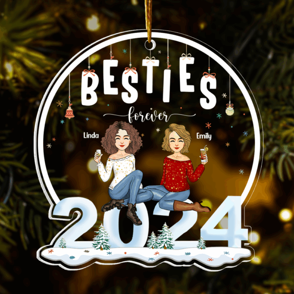 2024 Ornament Besties Forever - Personalized 2024 Shaped Acrylic Ornament - Image 4