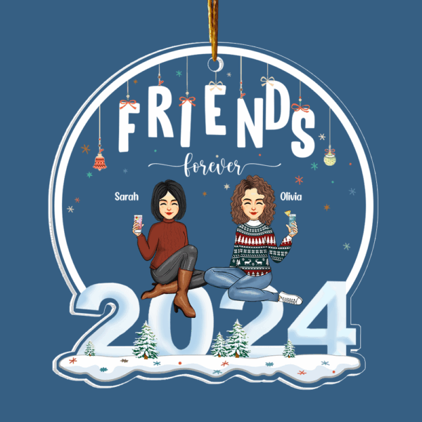 2024 Ornament Friends Forever - Personalized 2024 Shaped Acrylic Ornament - Image 5