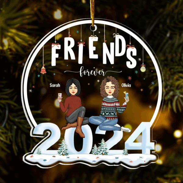 2024 Ornament Friends Forever - Personalized 2024 Shaped Acrylic Ornament - Image 4