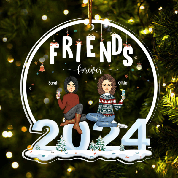 2024 Ornament Friends Forever - Personalized 2024 Shaped Acrylic Ornament - Image 3