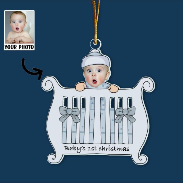 2024 Personalized Photo Ornament Baby's First Christmas in Crib Christmas Tree Ornament - Personalized Acrylic Photo Ornament Gift for Newborn - Image 5
