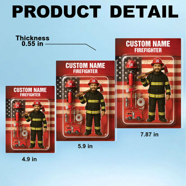3D Effect Firefighter Action Figure Pack Packaging Personalized Face Firefighter Acrylic Plaque, Unique Keepsake, Gift For Firefighters - Image 6