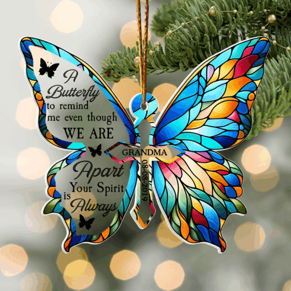 A Butterfly To Remind Me You're Always Here - Personalized Custom Shaped Acrylic Ornament - Image 4