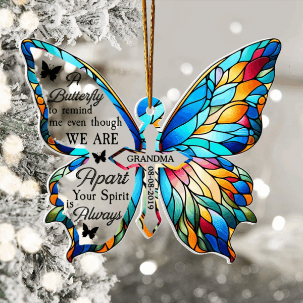 A Butterfly To Remind Me You're Always Here - Personalized Custom Shaped Acrylic Ornament - Image 2