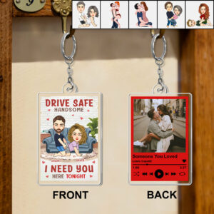 Acrylic Song Keychain - Couple Figure - Custom Photo Valentine's Day Gifts For Her, Him, Wife, Husband, Gifts For Couple
