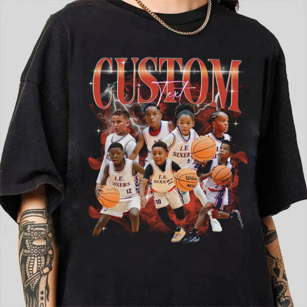 Adult Custom Basketball Bootleg Shirt 90s Vintage Bootleg Custom Basketball Player Personalized T Shirt - Image 4