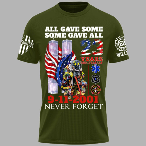 All Gave Some Some Gave All 23 Year Anniversary Patriot Day 9-11-2001 Never Forget Personalized Shirt For Firefighter H2511 - Image 2