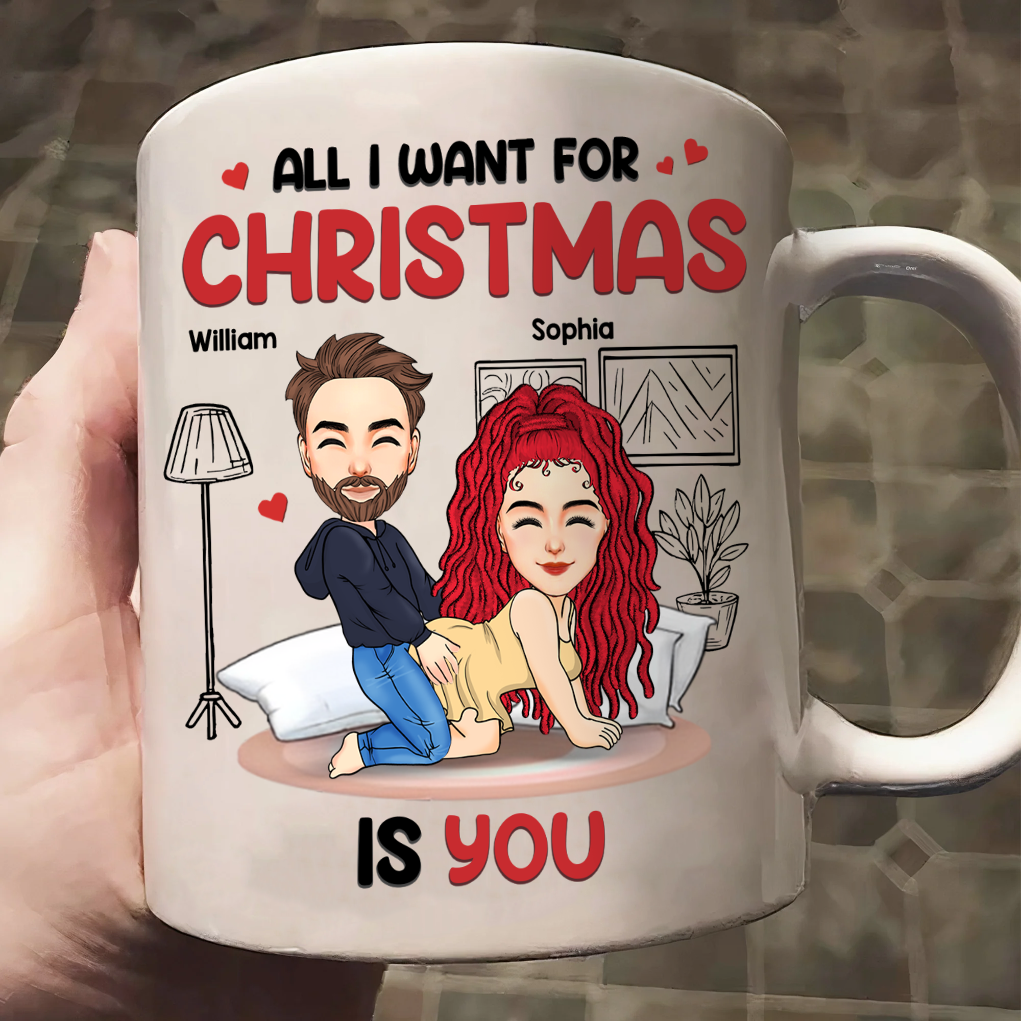 All I Want For Christmas Is You Personalized Custom Mug - Christmas Gift For Couple, Husband Wife, Anniversary