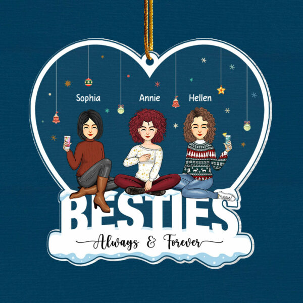 Always & Forever Besties - Personalized Heart Shape Acrylic Ornament - Image 2