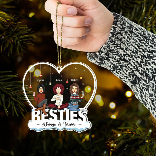 Always & Forever Besties - Personalized Heart Shape Acrylic Ornament - Image 6