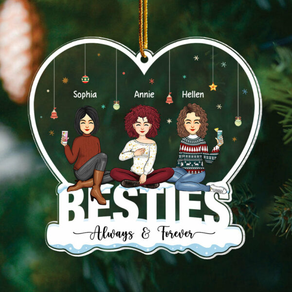 Always & Forever Besties - Personalized Heart Shape Acrylic Ornament - Image 5