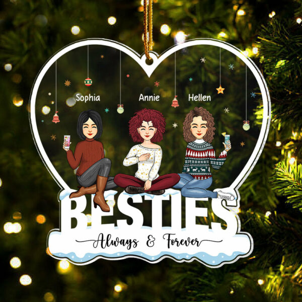 Always & Forever Besties - Personalized Heart Shape Acrylic Ornament - Image 3