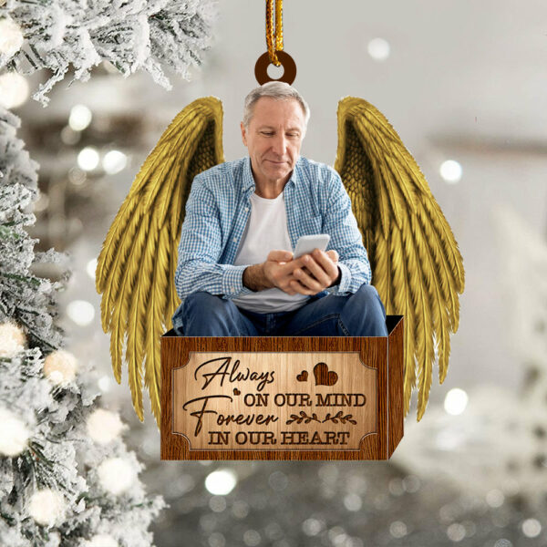 Always On Our Mind Forever In Our Heart Personalized Memorial Wings Ornament - Image 4