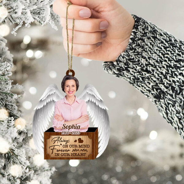 Always On Our Mind Forever In Our Heart Personalized Memorial Wings Ornament - Image 6
