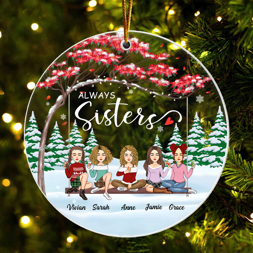 Always sisters Personalized Besties Forever Christmas Acrylic Ornament