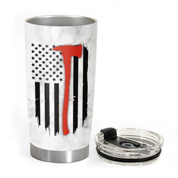 American Flag Fire Armor Tumbler For Proud Firefighter Custom Name And Number Gift For Firefighter Fireman - Image 3