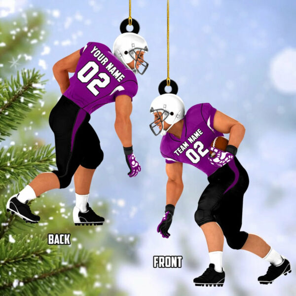 American Football Player Acrylic Christmas Ornament Custom Name Number Football Team Gift H2511 - Image 3