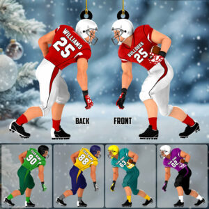 American Football Player Acrylic Christmas Ornament Custom Name Number Football Team Gift H2511