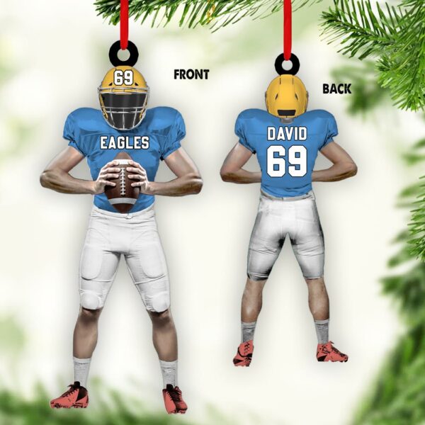 American Football Player Personalized Ornament For Football Lovers - Custom Gift For Football Player - Image 3