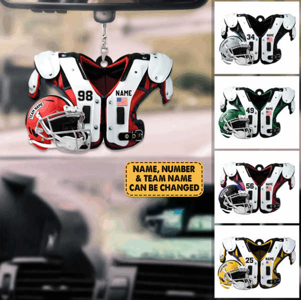 American Football Shoulder Pads Helmet Car Ornament