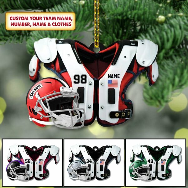 American Football Shoulder Pads Helmet Personalized Ornament Gift For Football Player Football Lovers - Image 2