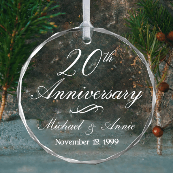 Anniversary Premium Engraved Glass Ornament - Image 3