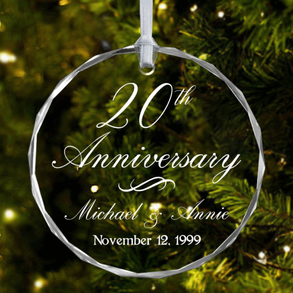 Anniversary Premium Engraved Glass Ornament