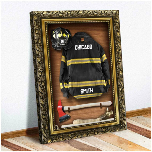 Armor Clothes Helmet Personalized Canvas Poster Gift For Firefighter Fireman - Image 3