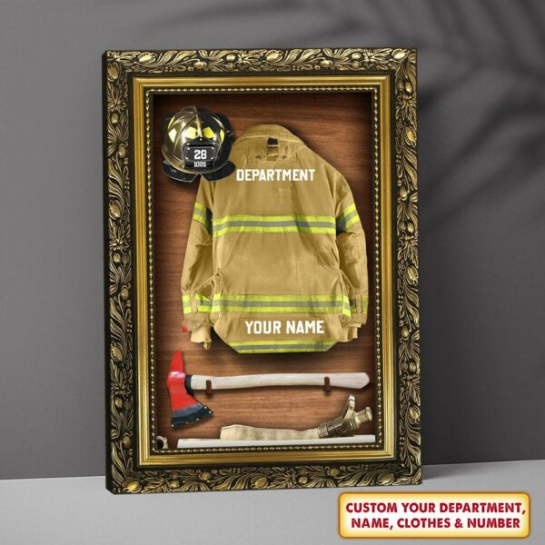 Armor Clothes Helmet Personalized Canvas Poster Gift For Firefighter Fireman - Image 2