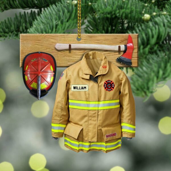 Armor With Name Personalized Ornament Gifts For Firefighter Fireman - Image 2