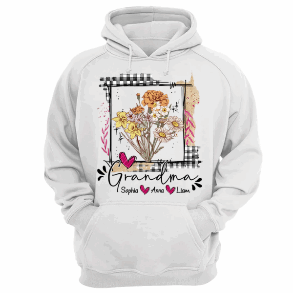 Artistic Checkered Wildflowers As A Gift For Grandma And Kids Shirt For Grandma & Mom - Mother's Day Gift - Birthday Gift For Her - Image 13