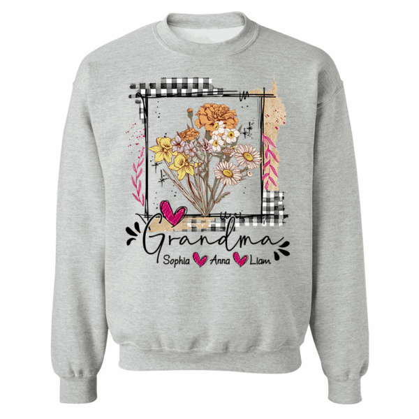 Artistic Checkered Wildflowers As A Gift For Grandma And Kids Shirt For Grandma & Mom - Mother's Day Gift - Birthday Gift For Her - Image 10