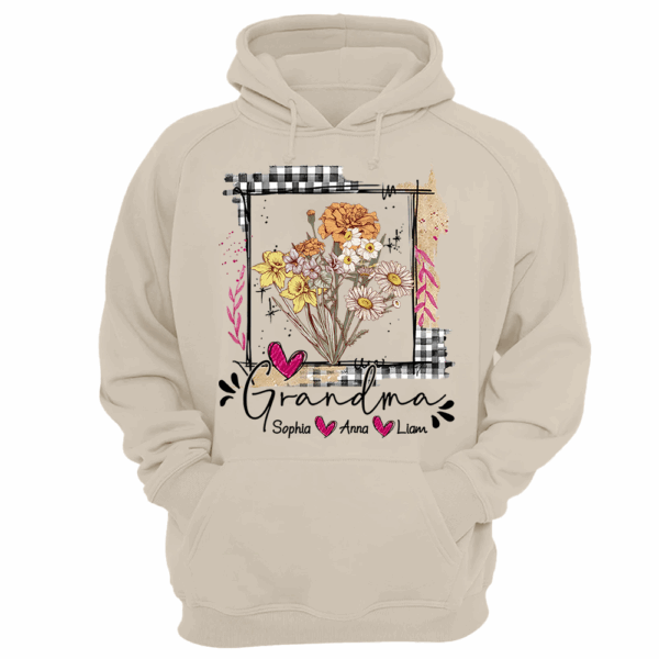 Artistic Checkered Wildflowers As A Gift For Grandma And Kids Shirt For Grandma & Mom - Mother's Day Gift - Birthday Gift For Her - Image 9