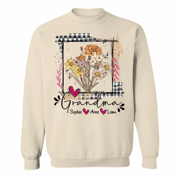 Artistic Checkered Wildflowers As A Gift For Grandma And Kids Shirt For Grandma & Mom - Mother's Day Gift - Birthday Gift For Her - Image 8