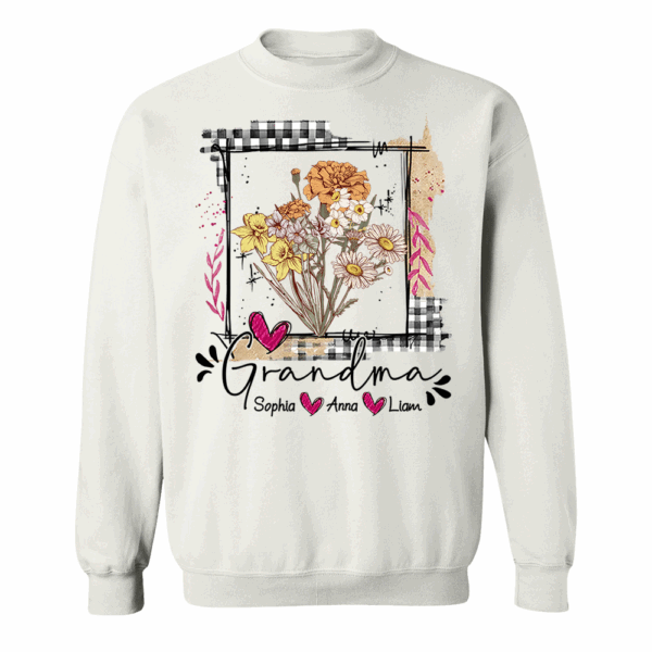 Artistic Checkered Wildflowers As A Gift For Grandma And Kids Shirt For Grandma & Mom - Mother's Day Gift - Birthday Gift For Her - Image 12