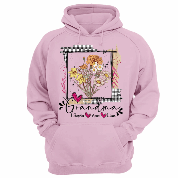 Artistic Checkered Wildflowers As A Gift For Grandma And Kids Shirt For Grandma & Mom - Mother's Day Gift - Birthday Gift For Her - Image 7