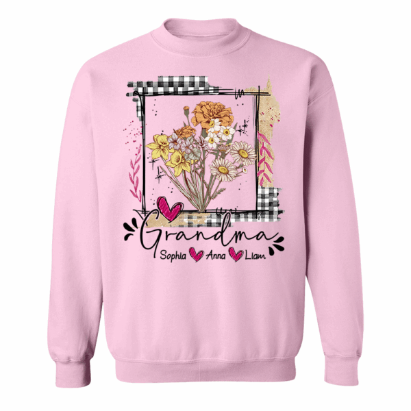 Artistic Checkered Wildflowers As A Gift For Grandma And Kids Shirt For Grandma & Mom - Mother's Day Gift - Birthday Gift For Her - Image 6