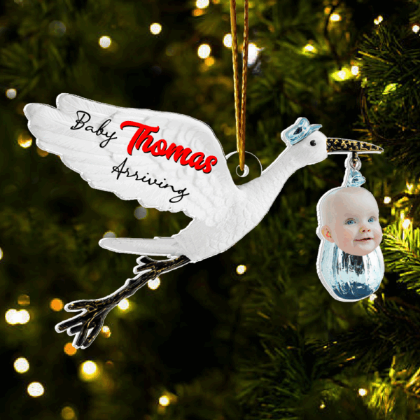 Baby Arriving - Custom Photo Ornament For Baby - Image 3