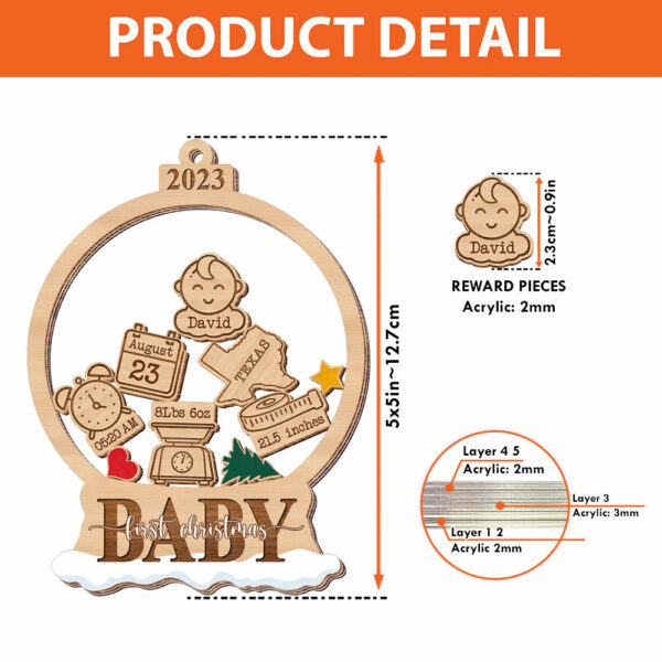 Baby First Christmas - 5 Layered Christmas Shaker Ornament - Image 6