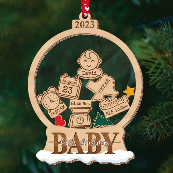 Baby First Christmas - 5 Layered Christmas Shaker Ornament - Image 4