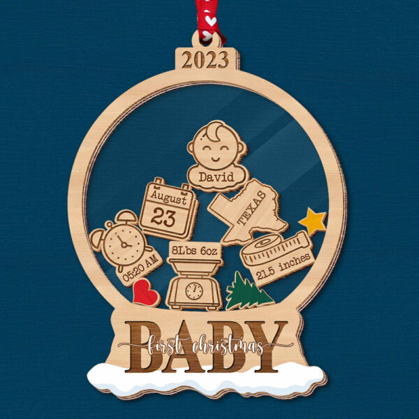Baby First Christmas - 5 Layered Christmas Shaker Ornament - Image 3