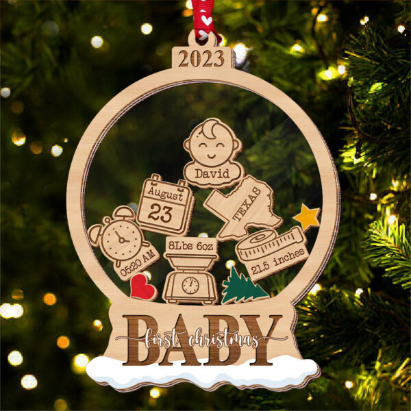 Baby First Christmas - 5 Layered Christmas Shaker Ornament - Image 2