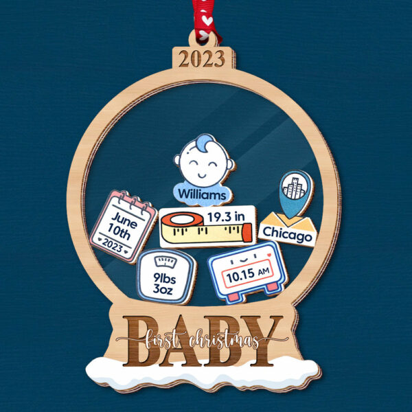 Baby First Christmas - Personalized 5 Layered Christmas Shaker Ornament - Image 3