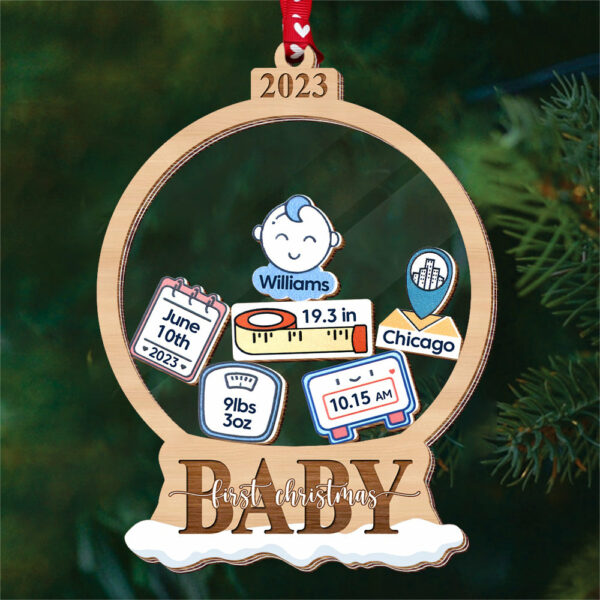 Baby First Christmas - Personalized 5 Layered Christmas Shaker Ornament - Image 4