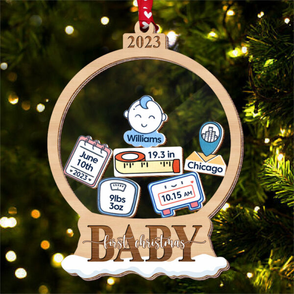 Baby First Christmas - Personalized 5 Layered Christmas Shaker Ornament - Image 2